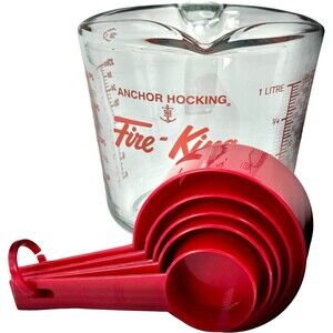 Anchor Hocking Fire King Glass Measuring Cup 4-cup And 5 Dry Measuring Cups NEW
